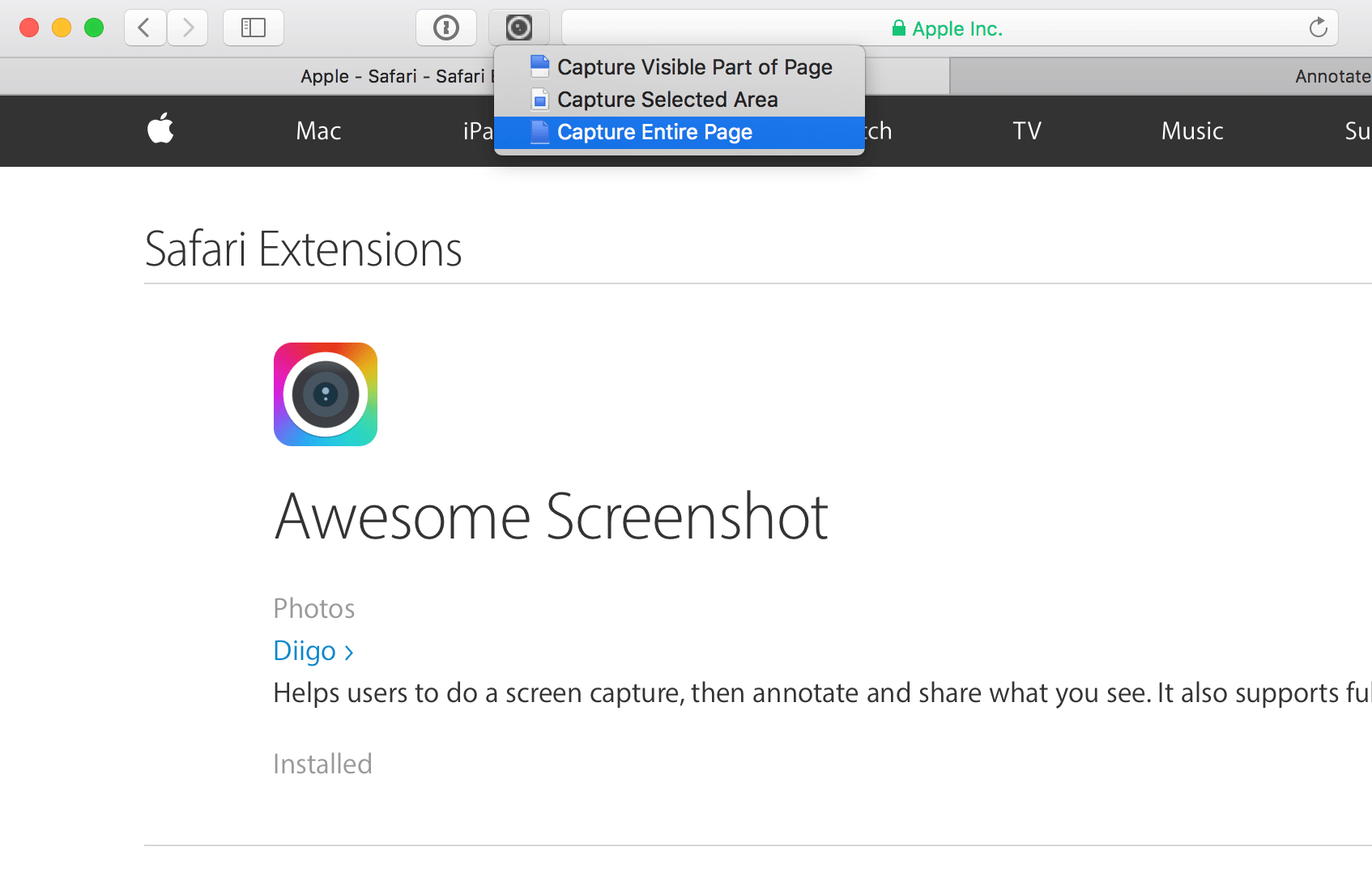 screenshot page for mac